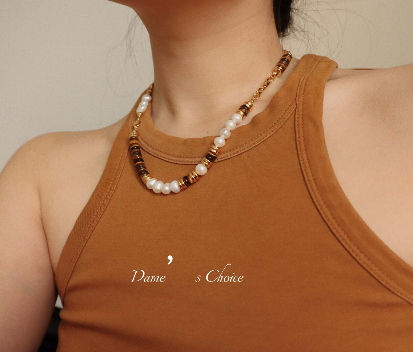Tiger Eye Pearl Necklace