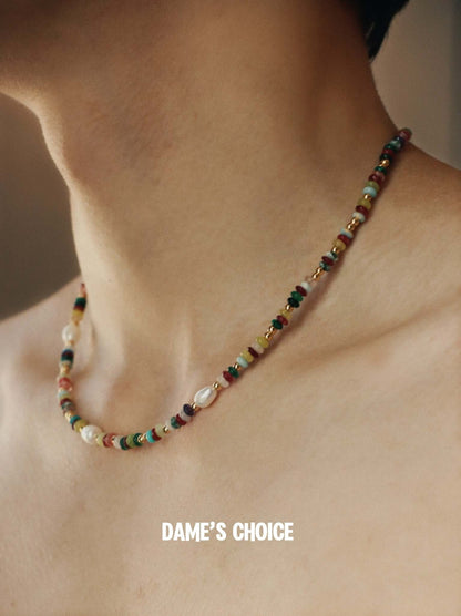 Bohemian Harmony - Pearl & Gemstone Necklace