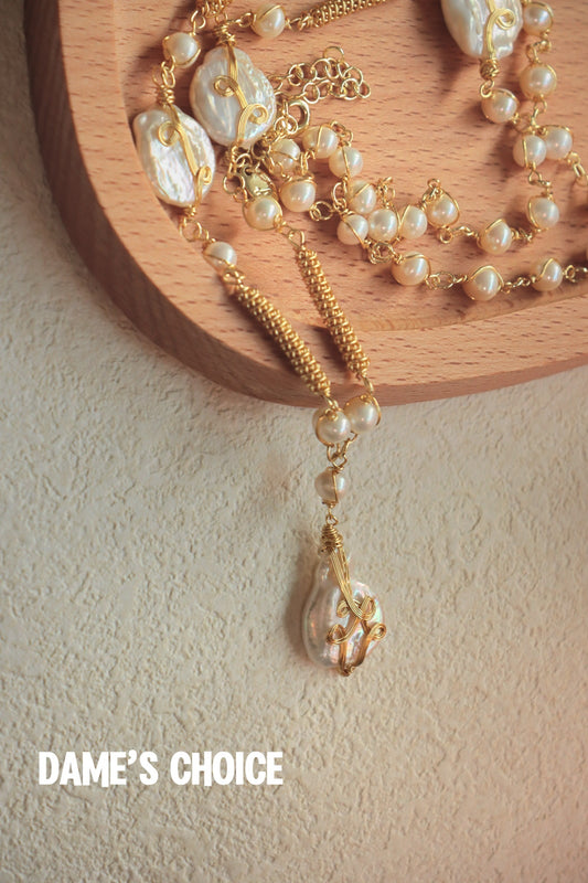 Golden Elegance Baroque Pearl Necklace