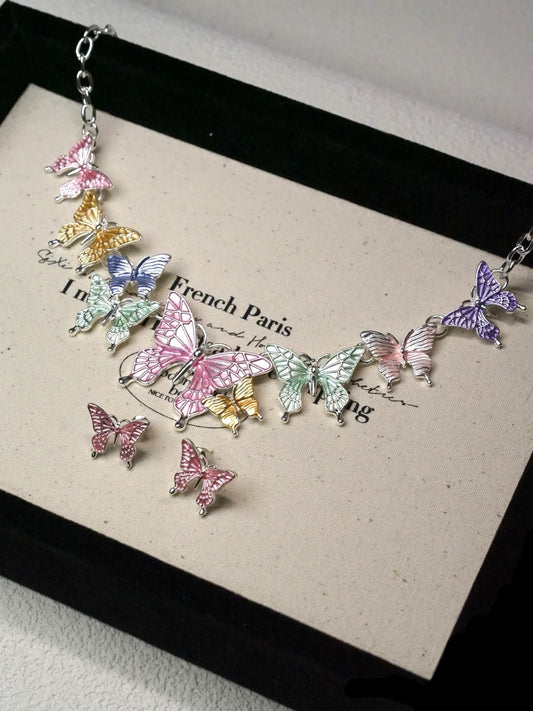 Colorful Flutter - Butterfly Elegance Necklace & Earrings Set